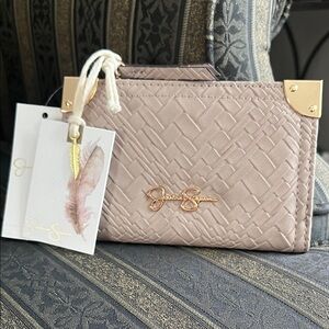 Jessica Simpson Blush Quilted Bifold Wallet with Gold Accents